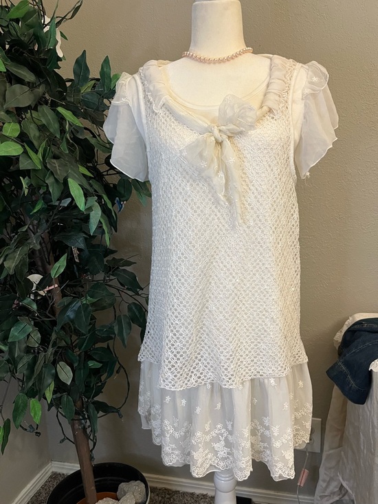 Lily Dresses & Skirts - Lily Cream Lace Trim Camisole Dress